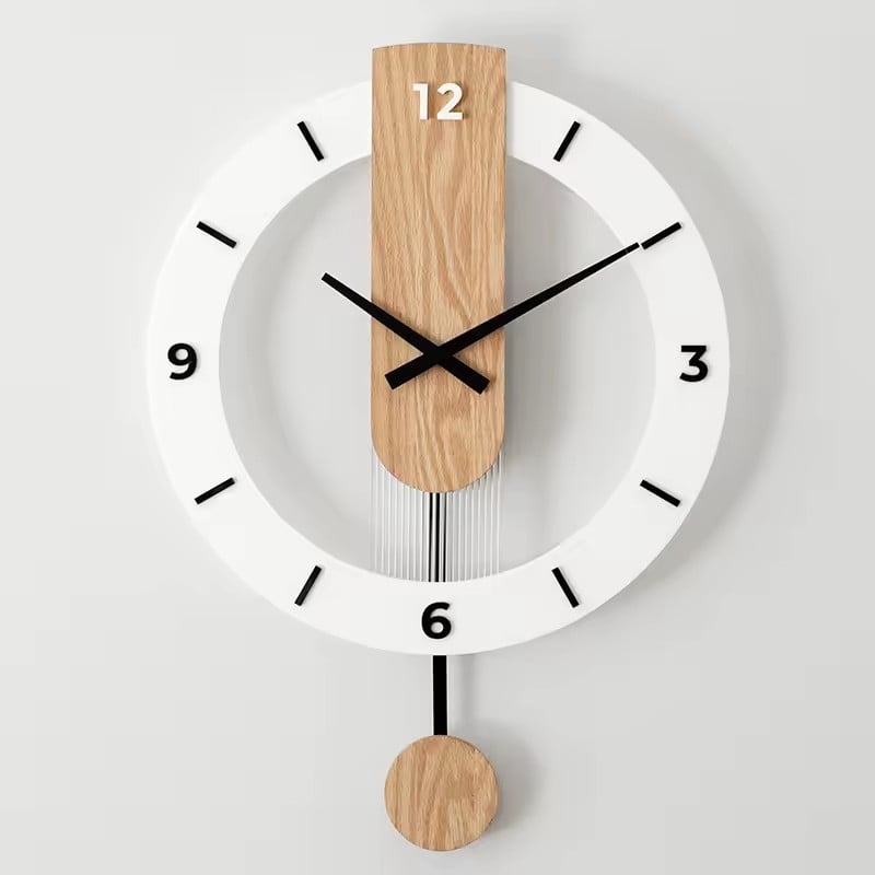 3152-BT Smart Bluetooth - Advanced smart Bluetooth wall clock with natural wood accent and pendulum - modern minimalist timepiece for wholesale. Ideal for smart home integration and custom manufacturing. | Boto Clock wholesale manufacturer