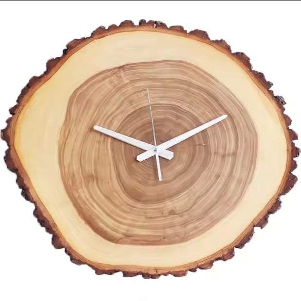 9820 - Natural wood slice clock showcasing beautiful tree ring patterns - rustic organic wall decoration | Boto Clock wholesale manufacturer